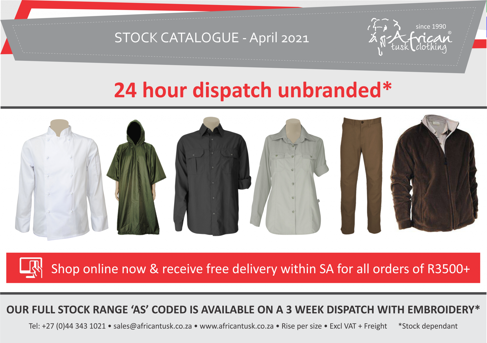 Download African Tusk Clothing, Afri Uniform & Chef and eChef